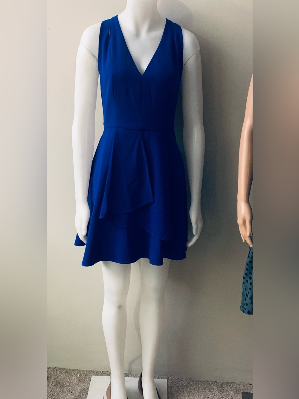 Adelyn Rae Blue Sleeveless V-Neck A-Line Dress